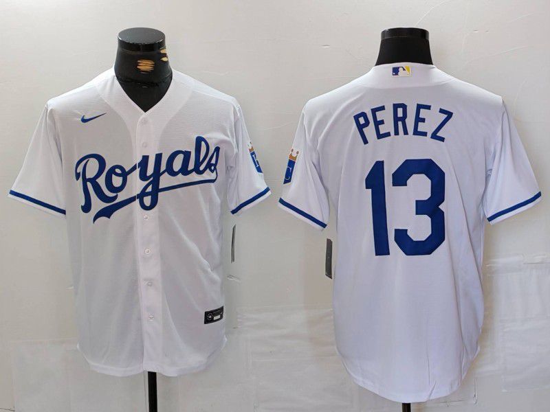 Men Kansas City Royals #13 Perez White Game 2024 Nike MLB Jersey style 1->kansas city royals->MLB Jersey